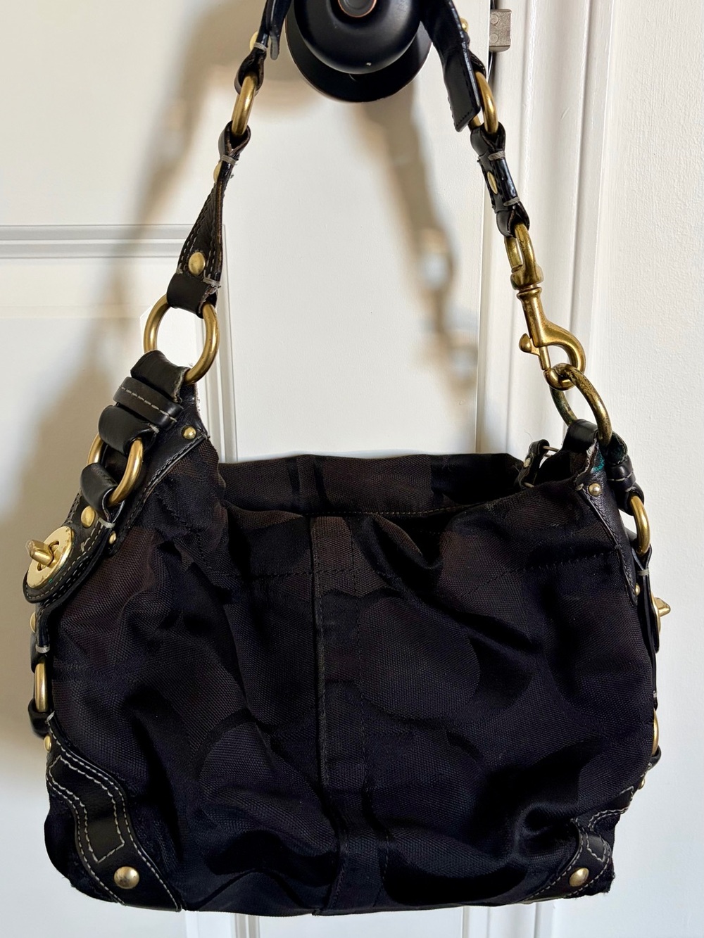 Coach Black Shoulder Hobo with Brass Hardware